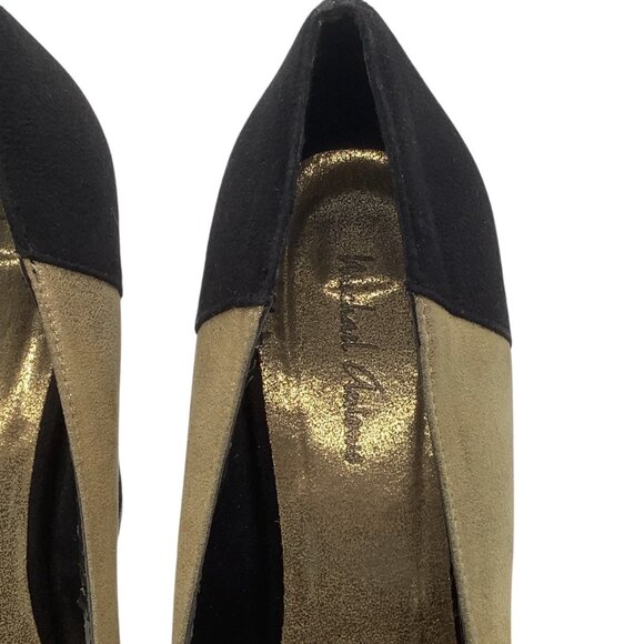 MICHAEL ANTONIO Color Block Gold Black Chunky Block Heels 7 Pumps Retro 80s 90s - Picture 7 of 7